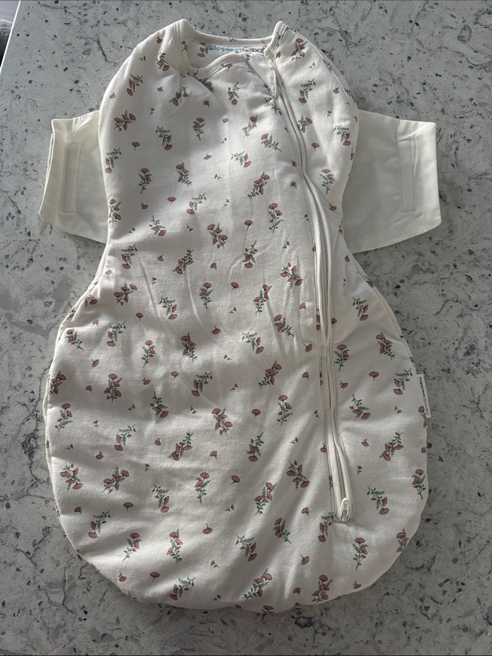 Happiest Baby Floral Zip-Front Sleep Sack - Cream with Pink Roses